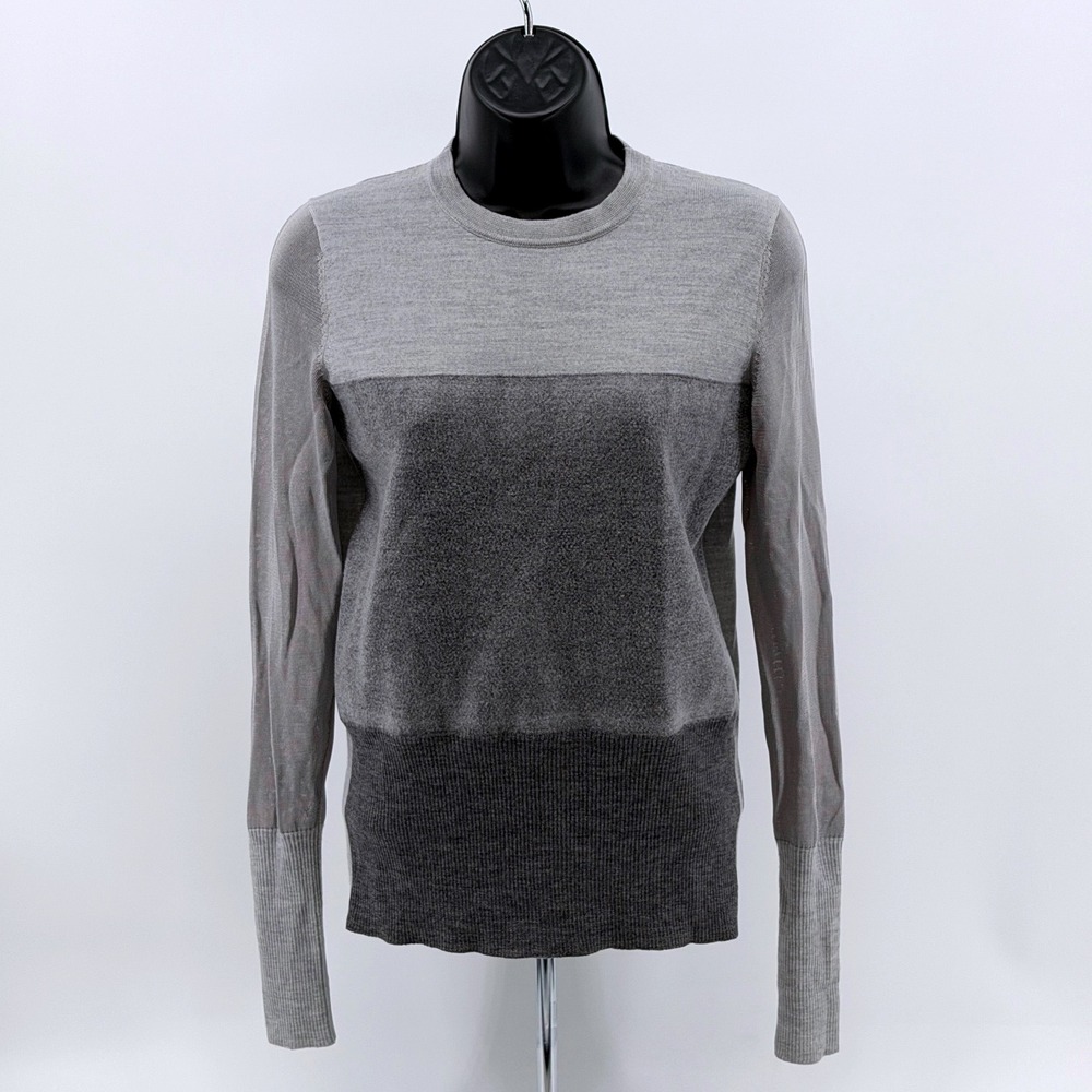 Rag & Bone Marissa Crew Sweater Women XS Merino Wool Sheer Sleeve Colorblock
